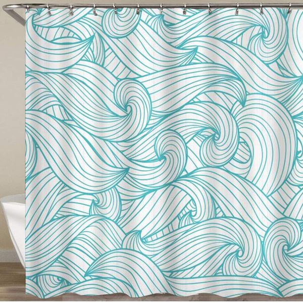 

shower curtain,abstract pattern with waves and cloud fashion modern style artwork pattern,polyester fabric waterproof bath
