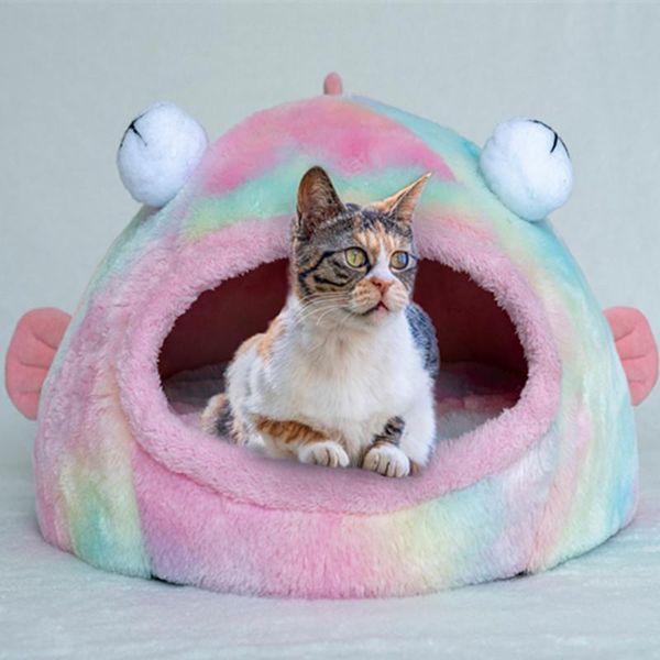 

cat beds & furniture bed warm pet basket comfort funny fish shape lounger cushion kitten house tent for small dog mat bag soft cave products