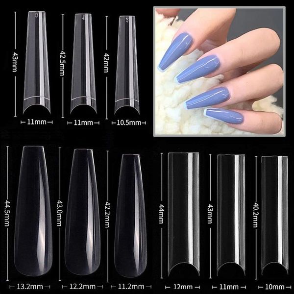 

false nails 600pcs/500pcs big size ballet square fake coffin tips long french half cover nail manicure art tools, Red;gold