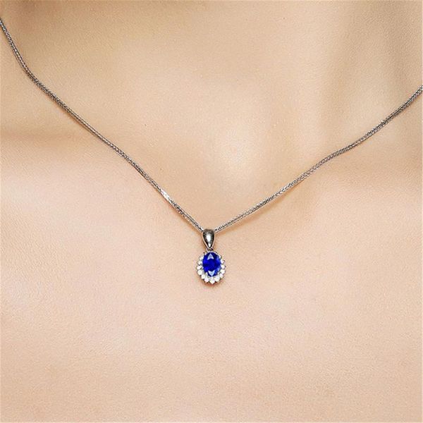 

pendant necklaces shiny women necklace natural plated inyellow gold safira choker turques accessories stylish ornaments torque, Silver