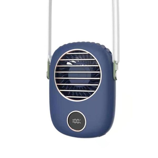 

electric fans third gear strong wind usb charging f9 digital display power hanging waist mute fan with stand and adjustable rope