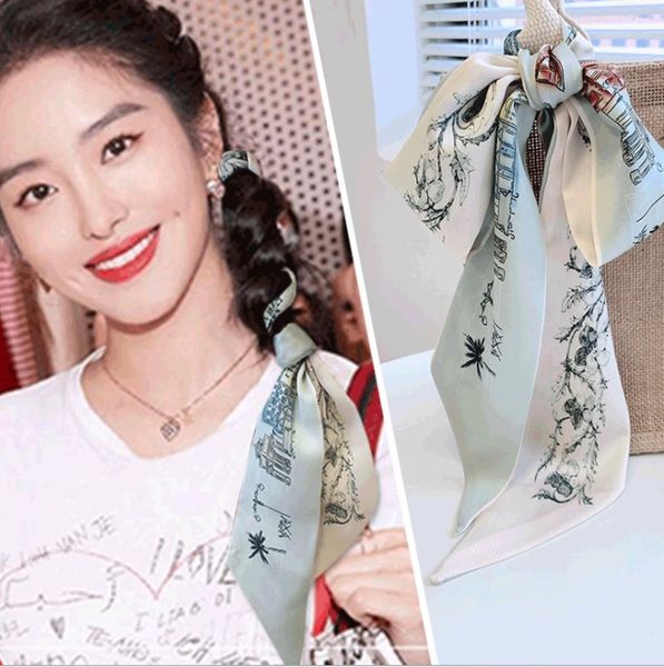 

spring and autumn variety wrist scarf wrapping bandage multif unctional ribbon, Blue;gray