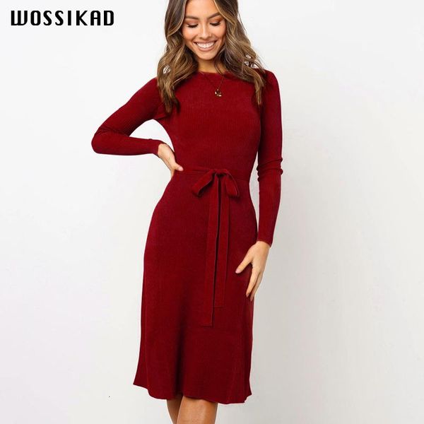 

casual dresses dress womens arrival 2021 autumn vintage knitted self-cultivation long sleeve party bodycon ropa mujer, Black;gray