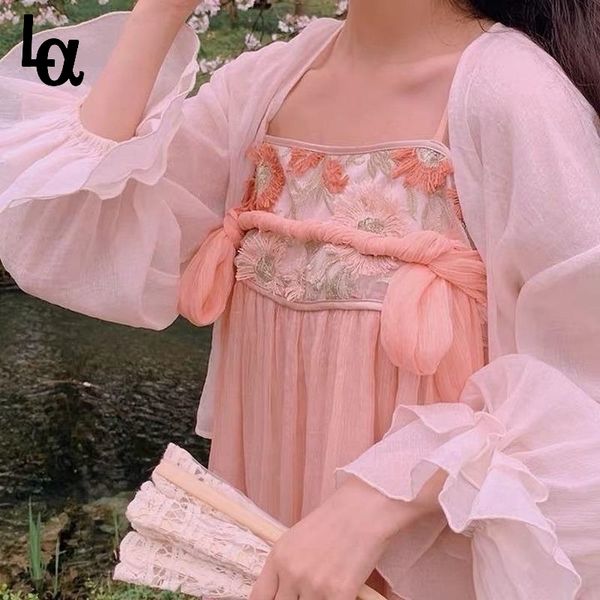 

summer vintage print strap dress women elegant designer chiffon lace-up midi retro sweet chic lace pink 210519, Black;gray