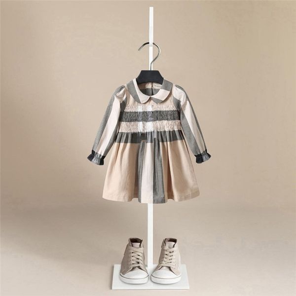 Kinder Designer Kleider für Mädchen Langarm Baby Mädchen Plaid Kleid Bebe Kind Prinzessin Kleinkind Mädchen Party Kleidung Weihnachten Kleid 210331