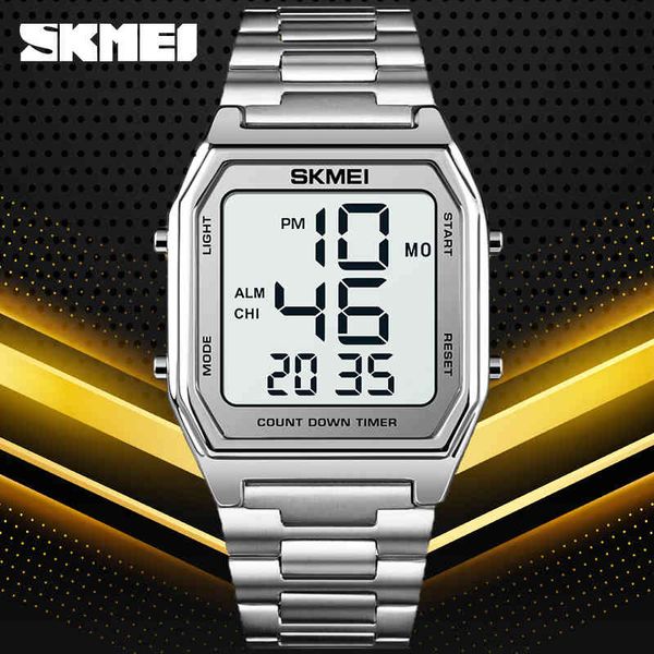 

skmei luminous digital watch military sports men wristwatch men's watches waterproof chronograph countdown relojes para hombre x0524, Slivery;brown