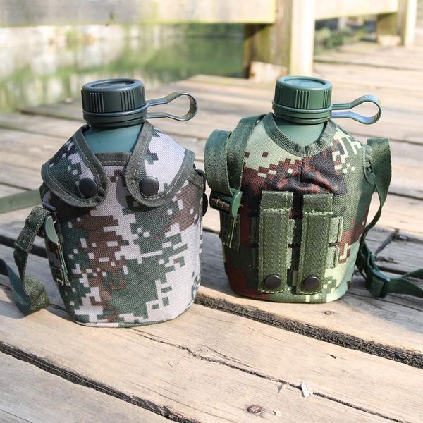 

water bottle 1l outdoor military canteen hiking with cover large capacity leaf proof sports cycling tour kettle