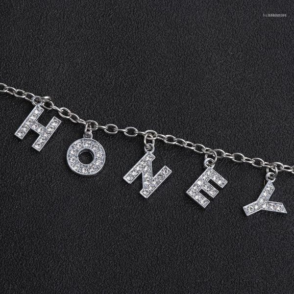 

chains silver color angel necklace letter crystal pendant women fashion hip hop jewelry honey baby harajuku style luxury gift fashi1