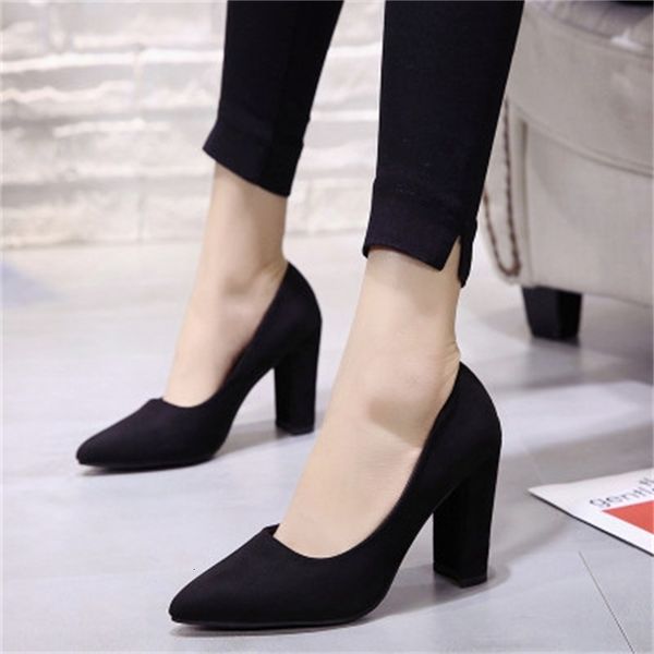 

dress shoes suede autumn shallow mouth 9cm heel single shoes fashion solid color comfortable high heels. d42d, Black
