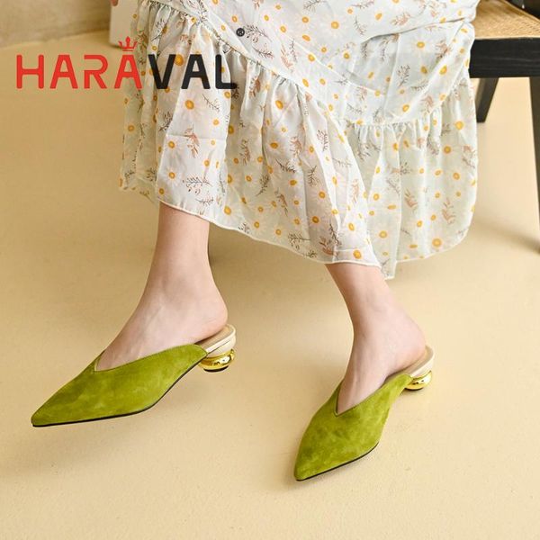 

slippers haraval women slides shoes flat with platform summer patchwork outside elegant footwear female shoeb316, Black