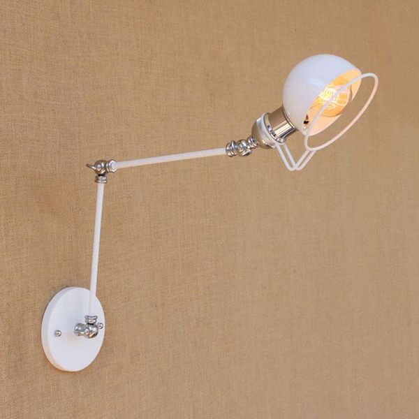 

wall lamp industrial metal white mechanical swing arm adjustable modern e27 lighting for bedroom study hallway workroom loft