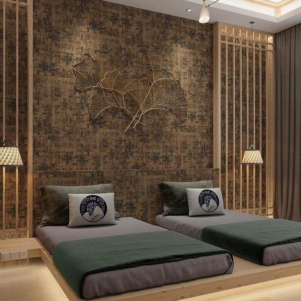 

wallpapers chinese vintage straw wallpaper 3d for living room study tv background pvc waterproof wall paper home decor