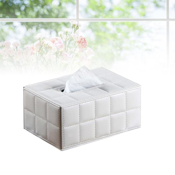 

tissue boxes & napkins simple pu box rectangle paper towel holder desknapkin storage container for home office (size s, white)