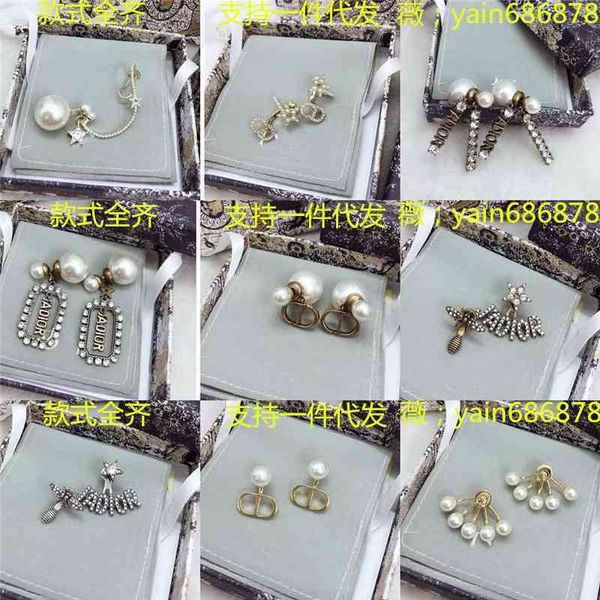 

special offer 75%off outlet new letter pearl rhinestone wheat tassel pendant ear clip lady earrings, Silver