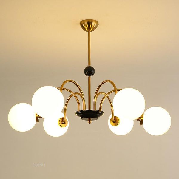 

pendant lamps modern glass led chandelier lighting nordic living room ball hanging lamp gold/chrome luster suspension luminaire