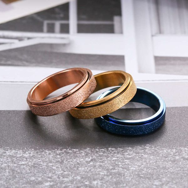 

men's women's stainless steel frosted ring, Black