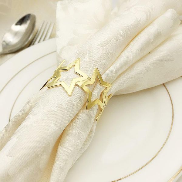 

napkin rings 12/ pcs five pointed star buckle metal ring gold cloth