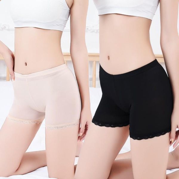 

women's panties large safety boyshorts women invisible underwear female modal lace bottom-up pants 308a, Black;pink