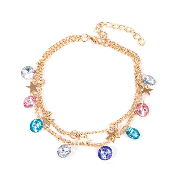 

anklets modern simple multi-layer star set for women vintage handmade anklet bracelet on leg beach party ocean jewelry, Red;blue