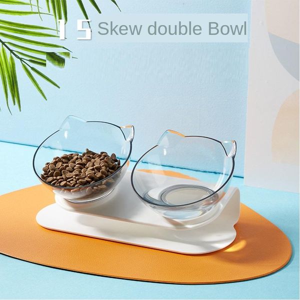 

"pet feeder cat double bowl dog as material non-slip with protection cervical transparent " bowls & feeders