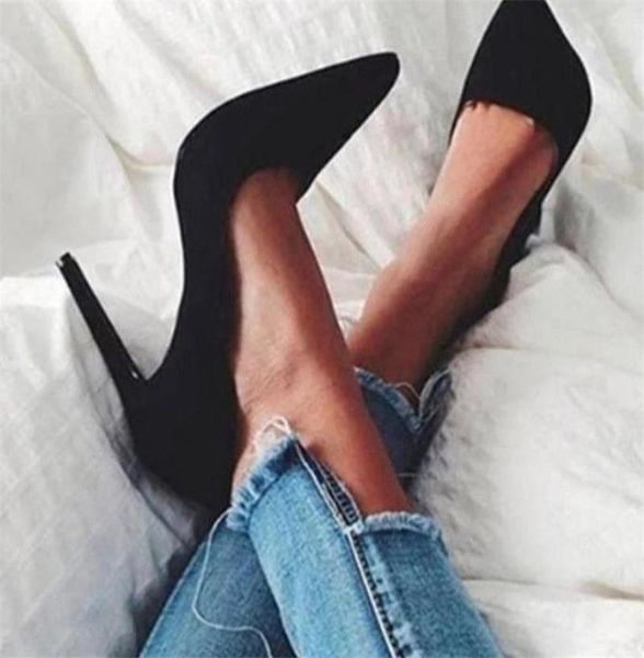 

dress shoes 2021 pointed toe stiletto high heels women's size 41 suede pumps wedding femme black