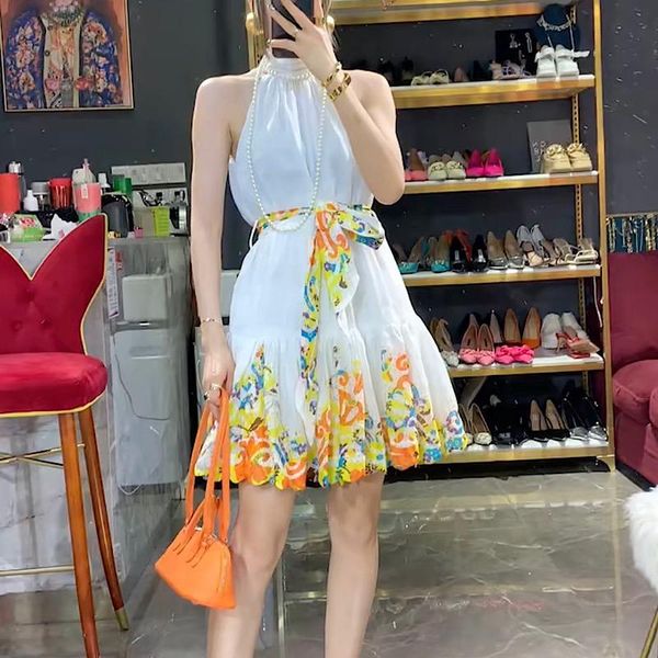 

casual dresses european goods hanging neck sleeveless dress 2021 summer slim and thin temperament fairy, Black;gray