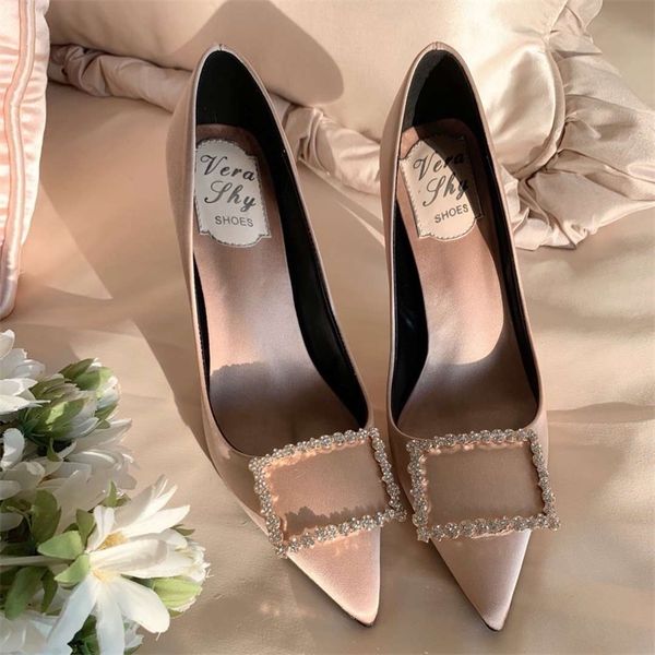 

sandals spring all-match stiletto high-heeled bridal wedding shoes pointed toe silk banquet dress women's single bjt2, Black