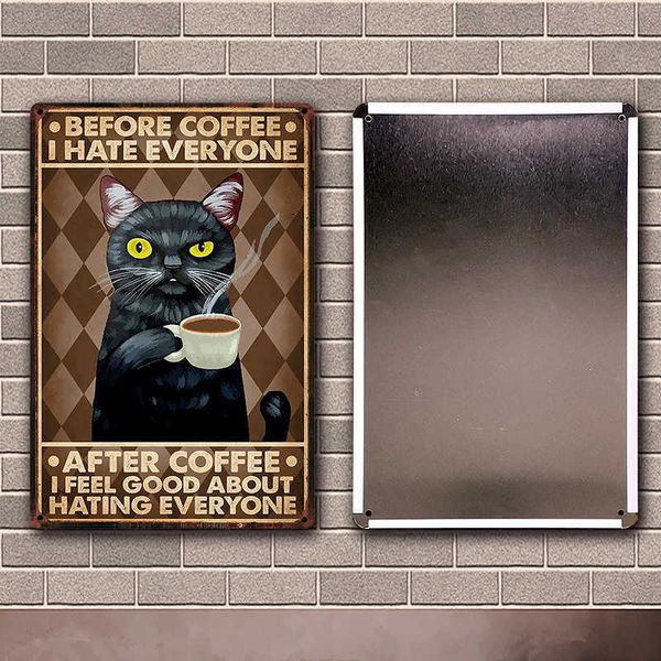

pets sewing black cats and baking coffee my lord butt tin metal sign home pub bar decor painting 20*30 cm size dy224