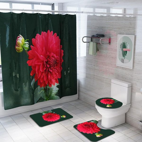 

bath mats mat for toilet home decor 3d floral printed bathroom carpet shower and curtain set non slip rug