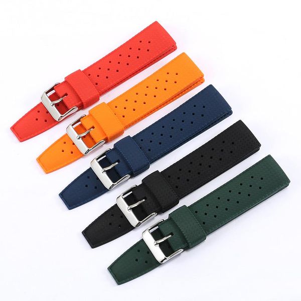 

watch bands soft silicone watchband 20mm 22mm black blue red orange green wristband pin buckle for male's and women's bracelet, Black;brown