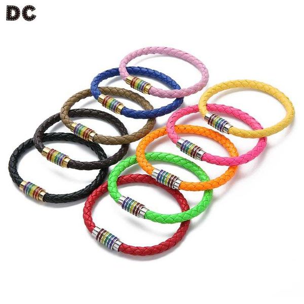 

charm bracelets fashion jewelry bracelet charming personality leather multi colors magnet clasp punk party wedding wrist trinkets gift, Golden;silver