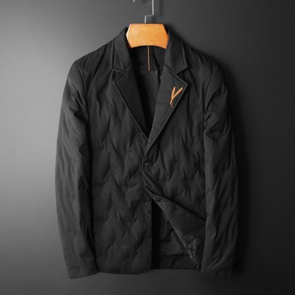 

men's suits & blazers white duck down blazer luxury single breasted embroidery winter male fashion slim fit casual man 5xl, White;black