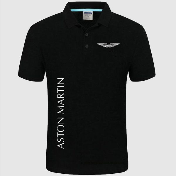 

men's polos 2021 summer shirt aston martin logo brand fashion cotton short sleeve shirts solid jersey tees, White;black
