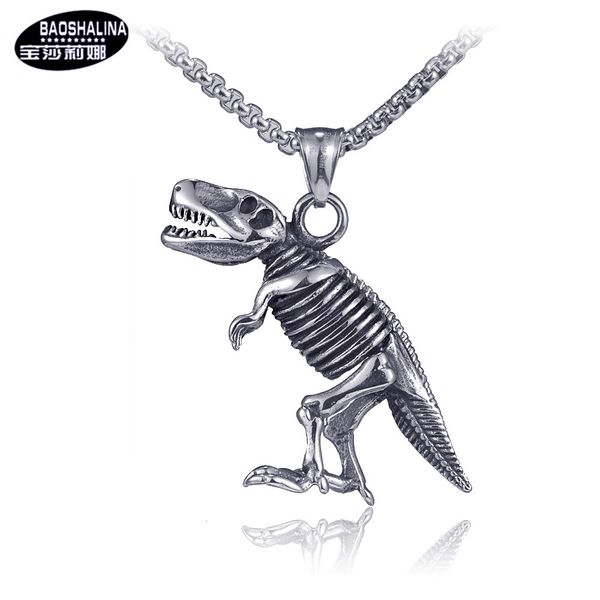 

dinosaur necklace star hip hop carved ancient titanium steel trendy male stainless pendant, Silver