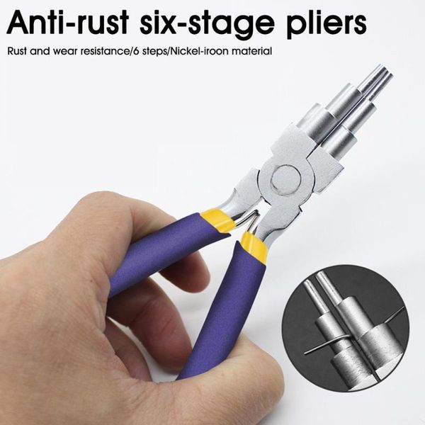 

hand tools 6 in 1 wire wrapper looping forming jewelry plier 6-steps (2-9mm) multi size barrels pliers bail making colors at random