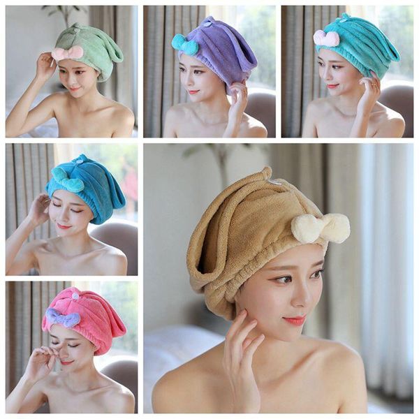 

towel microfiber quickly dry hair hat bathroom bath turban accessories women girls ladies wrapped towels cap bathing drying