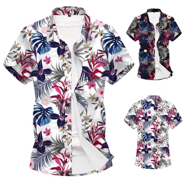 

men's casual shirts shirtspring and summer beach style casual short sleeve shirt youth print men's cardigan gboe, White;black