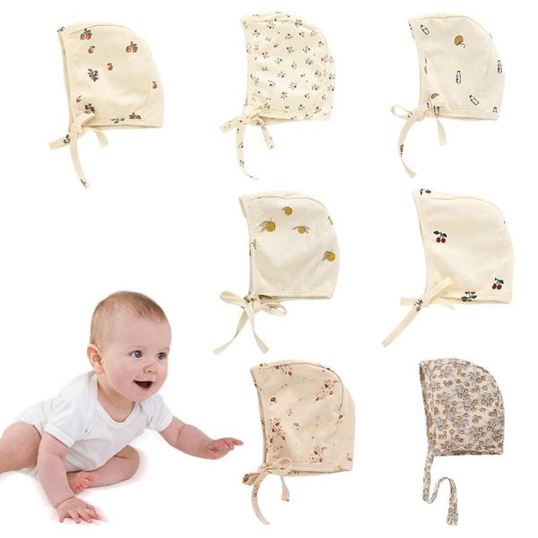 

caps & hats 1pc born baby double side print floral vintage hat cotton infant po props cap bonnet babies supply accessories, Yellow