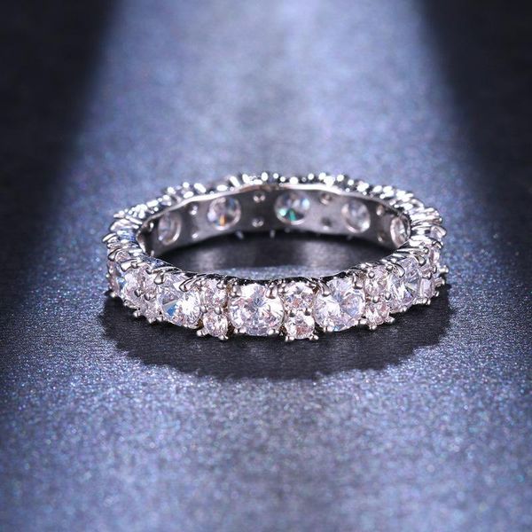 

wedding rings ekopdee fashion round cut cubic zirconia for women selling silver color zircon finger ring engagement party jewelry, Slivery;golden