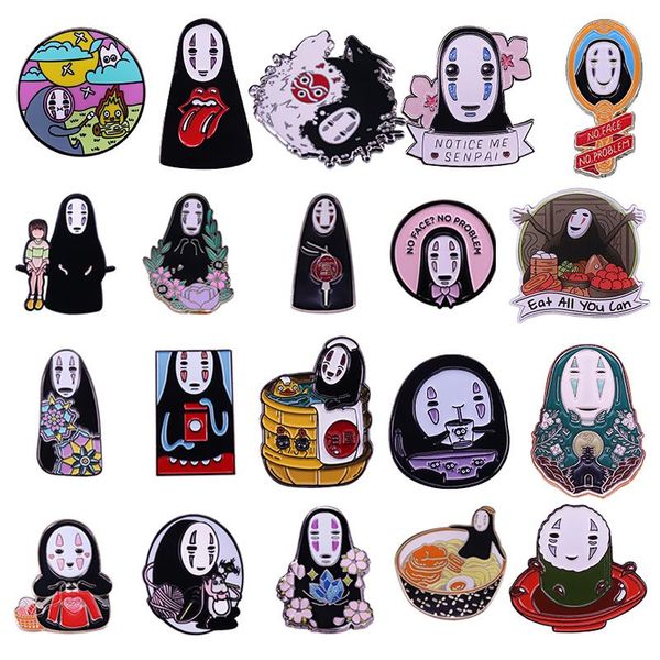 

pins, brooches spirited away no face enamel pin collection cute art brooch anime fans gift, Gray