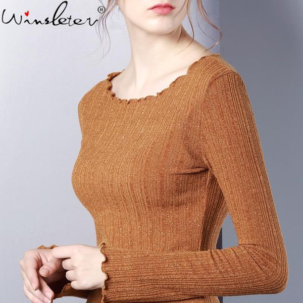 

spring women knitted o neck 2021 fall casual slim pullover womens long sleeve elasticity bottoming thin sweater t06407b women's sweater, White;black