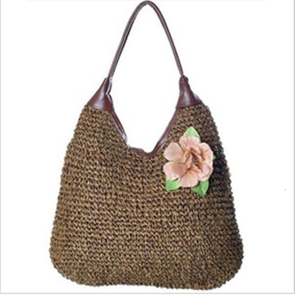 

rattan capacity designer wicker summer women's soft woven straw bag, Black;red