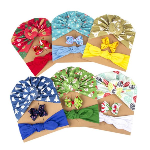 

girls hair accessories christmas baby headbands ribbons bows kids barrettes bb clip newborn hats printed infant caps 3pcs/sets b8212, Slivery;white