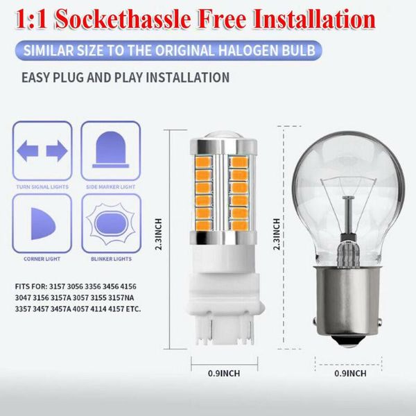 

parking bulb reverse led signal s3000k turn 3157 33smd amber backup emergency lights