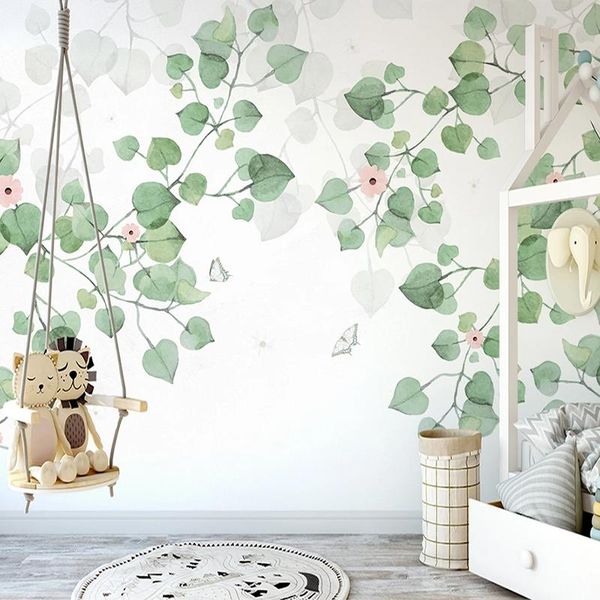 

wallpapers custom 3d po wallpaper hand painted plant leaves flower vine mural painting living room children bedroom decor