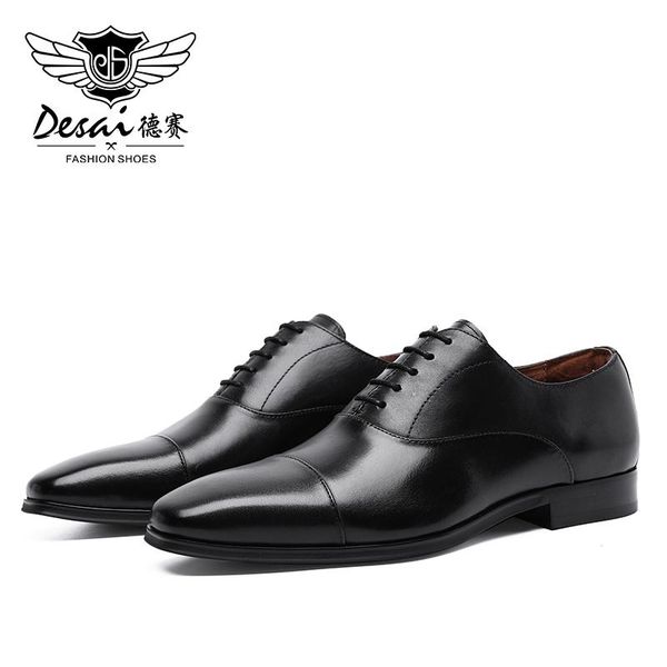 

men shoes formal dress male oxfords office men's genuine leather wedding party real fashion british, Black