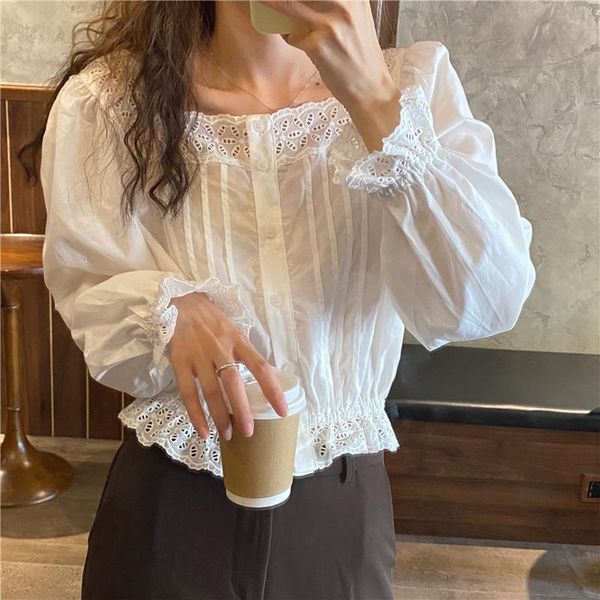 

women's blouses & shirts embroidery lace women summer femme casual shirt short sleeve linen cotton girls blouse plus size blusas, White