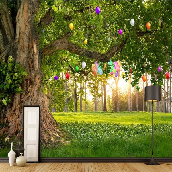 

wallpapers 3d po green big tree forest park landscape mural for living room bedroom wall papers home decor papel de parede