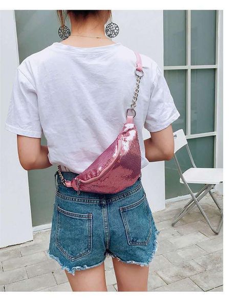 

waist bags 2021 sequined chest mens womens sequin hip belt bag purse pouch sport bust handbags