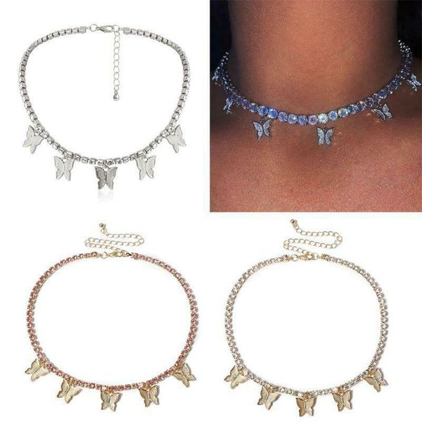 

chokers necklace statements flying jewelry women fully crystal butterfly choker, Golden;silver